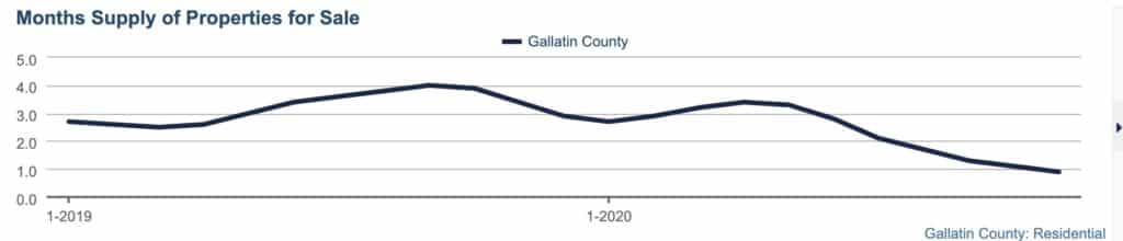 Gallatin County Monthly Supply of Properties for Sale 2020